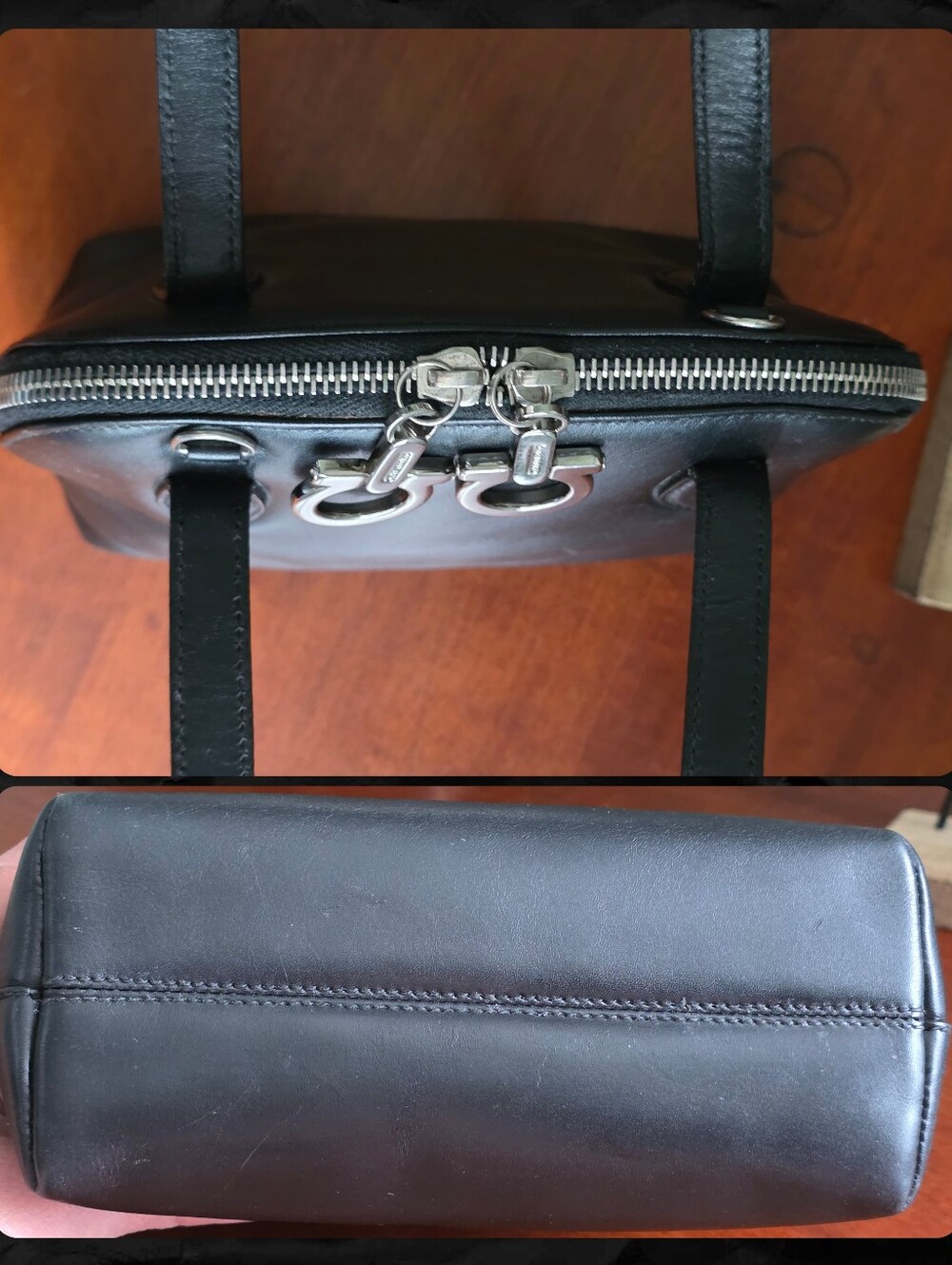 Salvatore Ferragamo Gancini Mini Satchel Black Leather Top Handle Handbag COA - Picture 8 of 16
